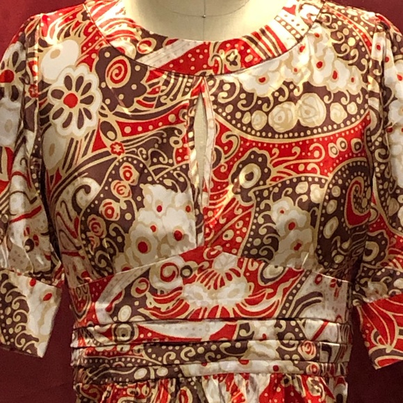 BCBGMaxAzaria Satin Keyhole Blouse Small - Picture 2 of 9